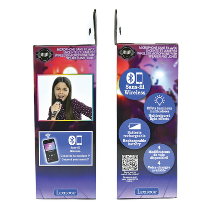 LEXIBOOK Bluetooth/Wireless Karaoke Microphone with sound and light effects