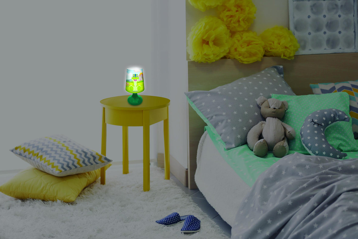 LEXIBOOK Dinosaur-Themed LED Wireless Mini Bedside Lamp - Multicolor