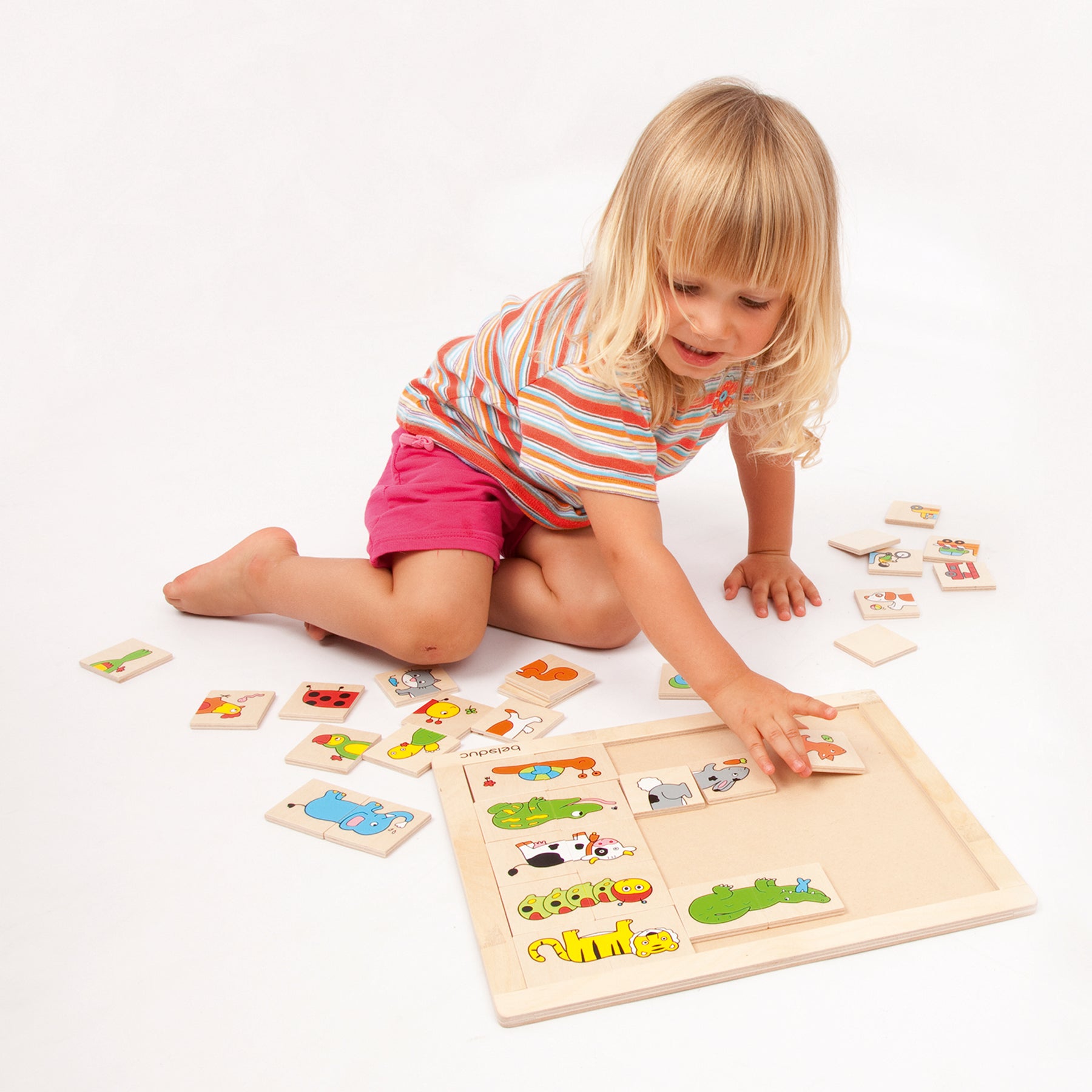 Beleduc Match & Mix Wooden Animal Puzzle - Memory & Creativity Game
