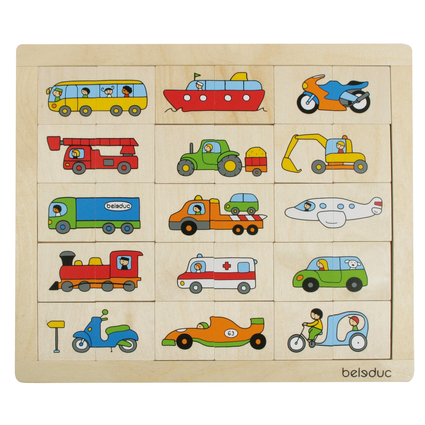 Beleduc Match & Mix Transport Wooden Puzzle - 30 pc