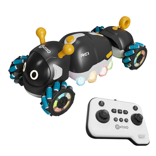 Contixo RC1 Mech Stunt RC Caterpillar Car with remote, LED lights, black and yellow
