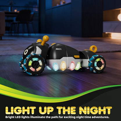 Contixo RC1 Mech Stunt RC caterpillar car with LED lights, black and white design