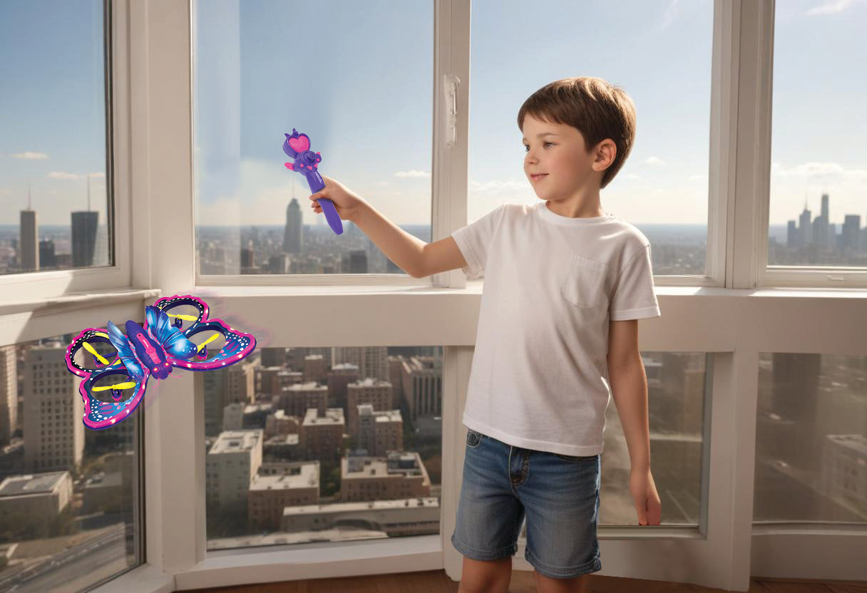 LEXIBOOK CROSSLANDER BUTTERFLY remote-controlled flying toy with illuminated pink and blue wings