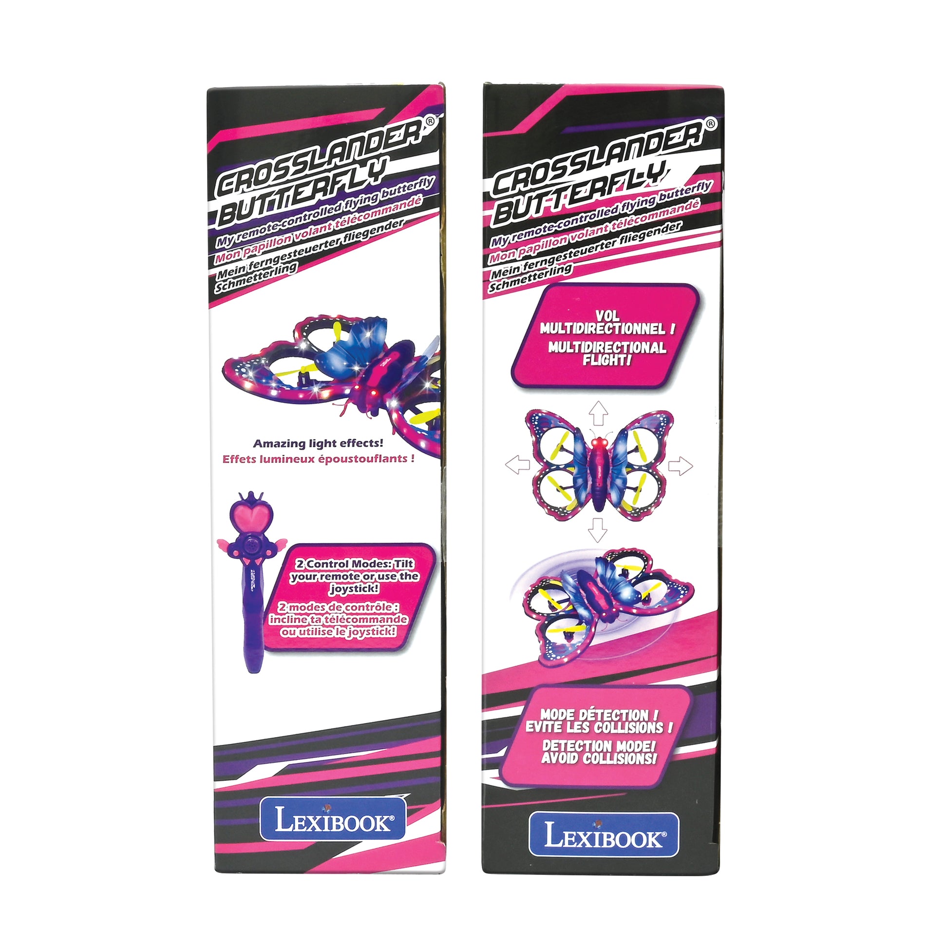 Lexibook Crosslander Butterfly remote-controlled flying toy with LED lights and purple pink design