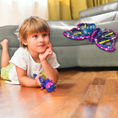 LEXIBOOK CROSSLANDER BUTTERFLY remote-controlled flying toy with illuminated pink and blue wings