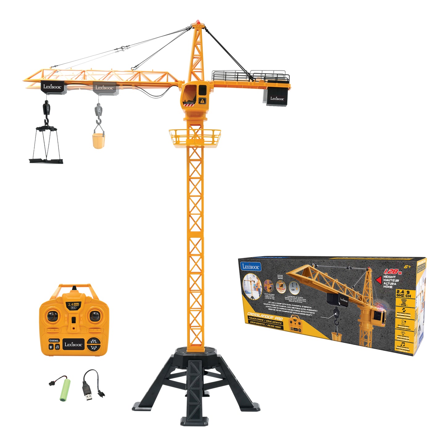 LEXIBOOK CROSSLANDER® PRO TOWER CRANE - Get busy on the building site with this large remote-controlled crane featuring dynamics sounds and effects!