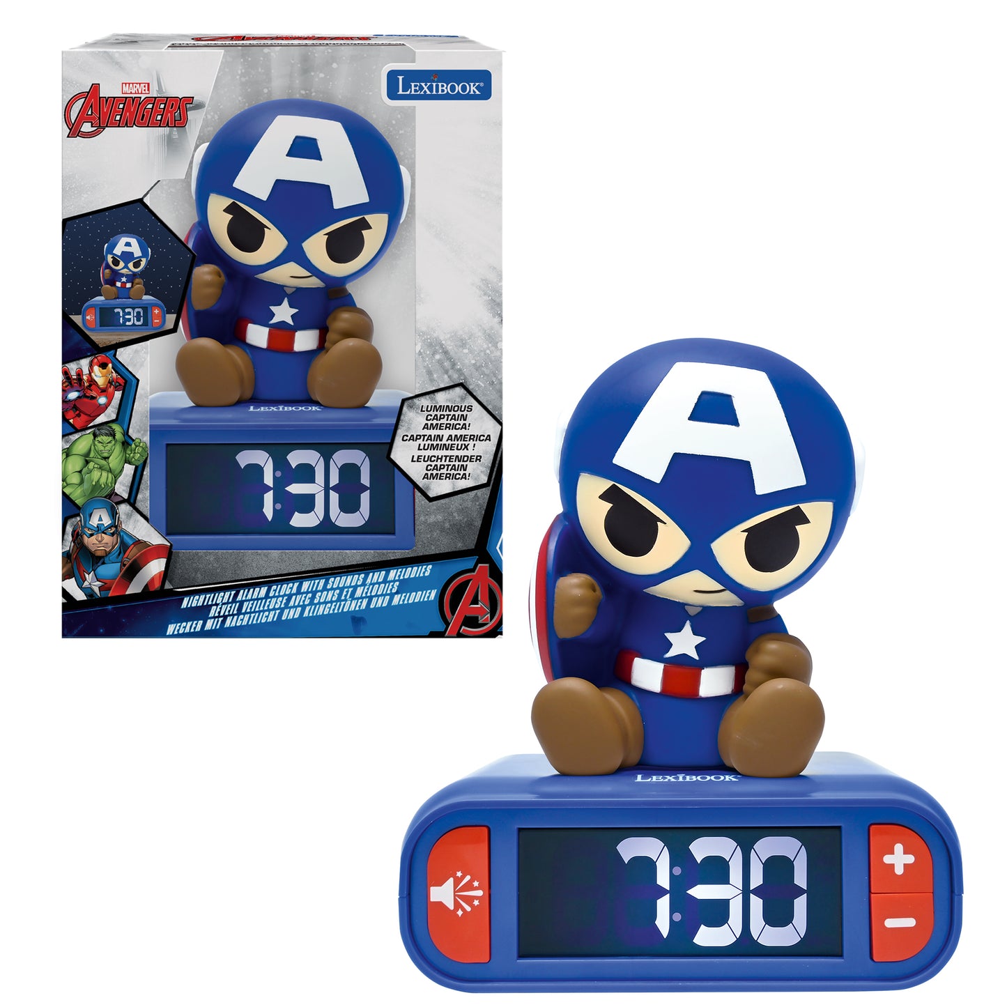Captain America Night light Alarm Clock with sounds