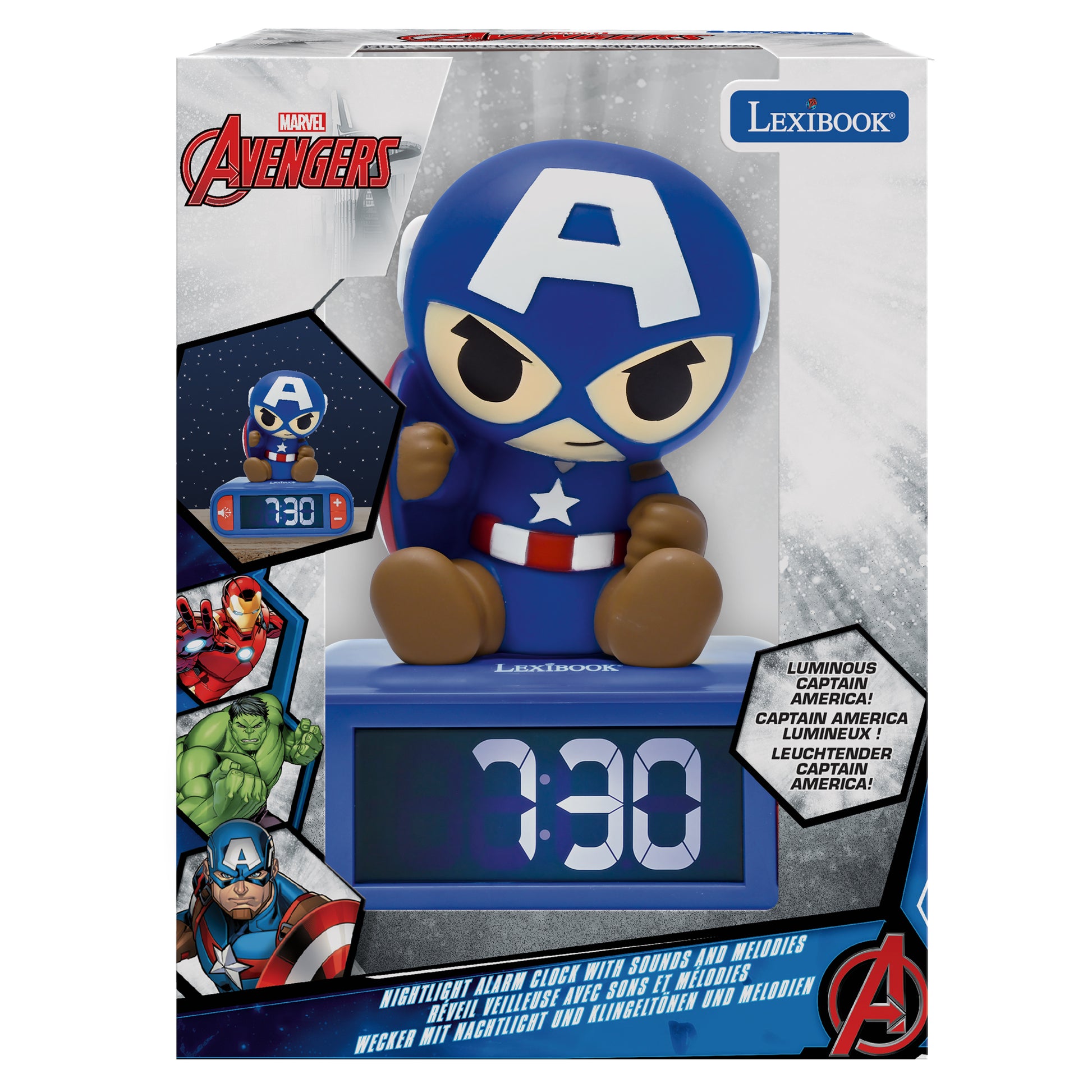 Captain America Night light Alarm Clock with sounds