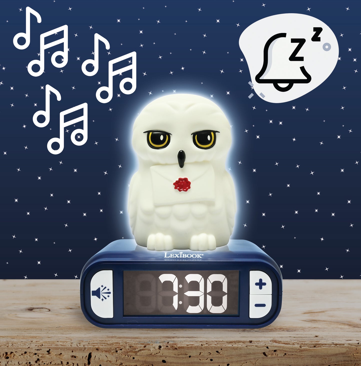 Hedwig Night light Alarm Clock with sounds