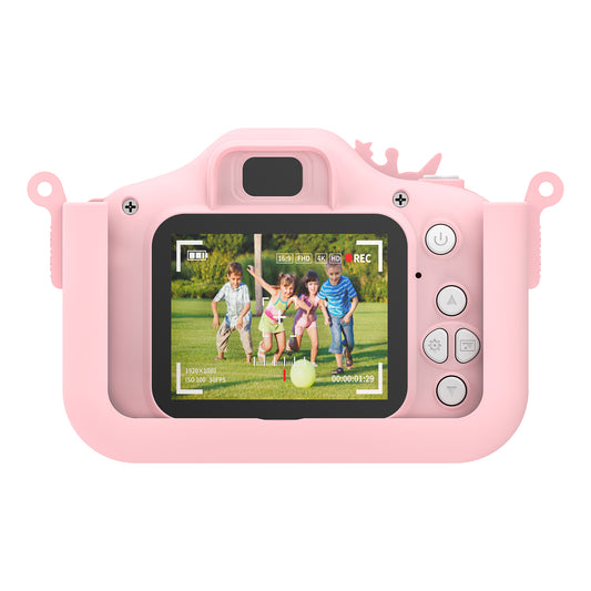Contixo KC3 pink kids digital camera with 2-inch screen displaying video recording
