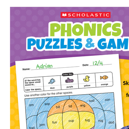 Scholastic Phonics Puzzles & Games - Activity Book Grades 1-2