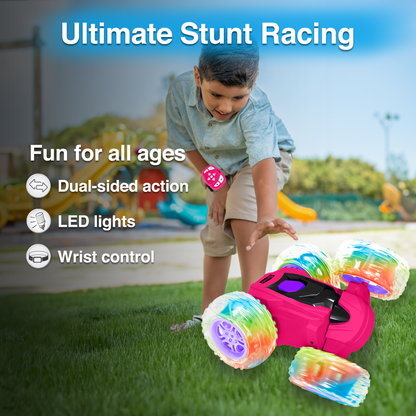 Contixo Flip Racer RC car in pink with LED lights and dual-sided action