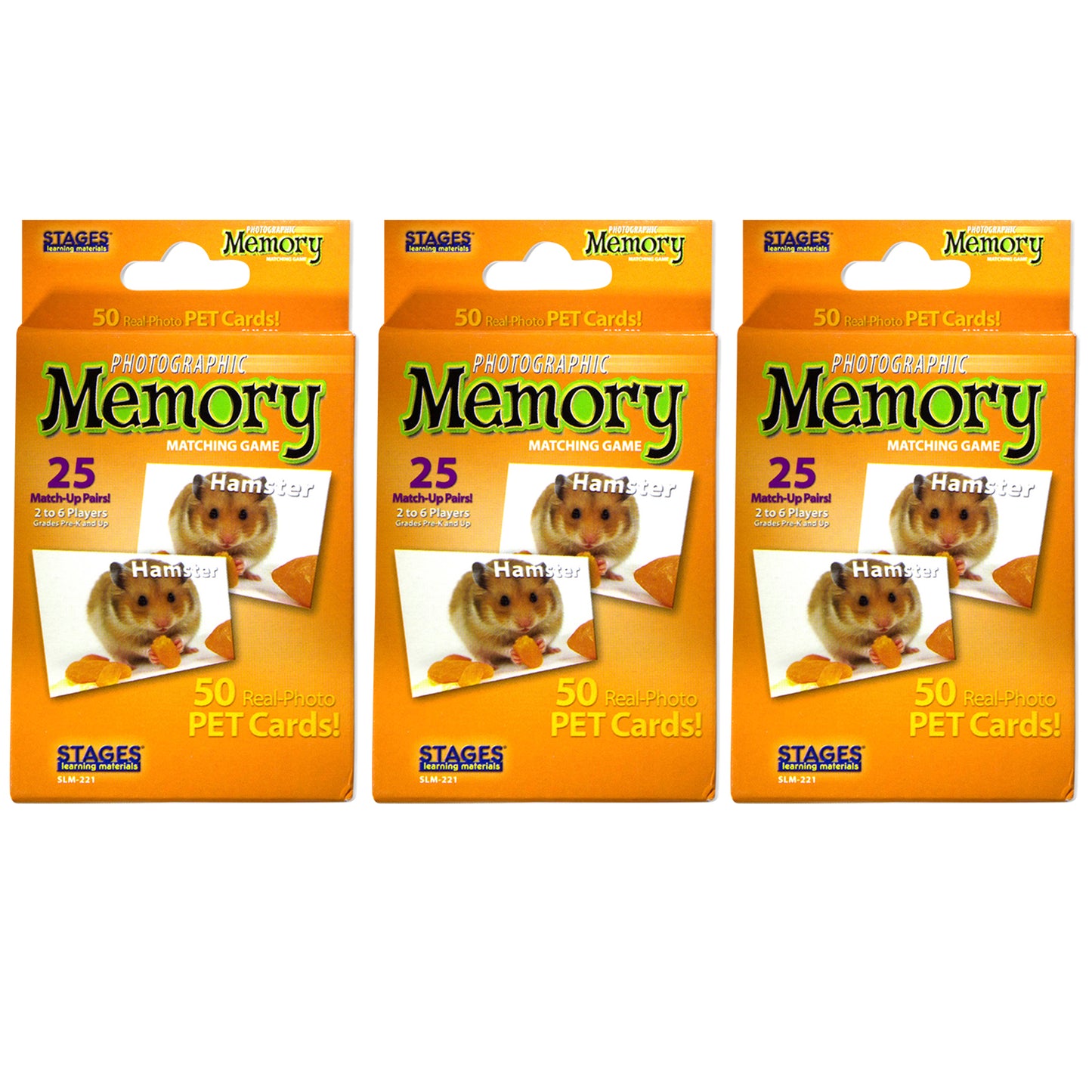 Stages Learning Pets Memory Matching Game - Photographic Cards - Pack of 3