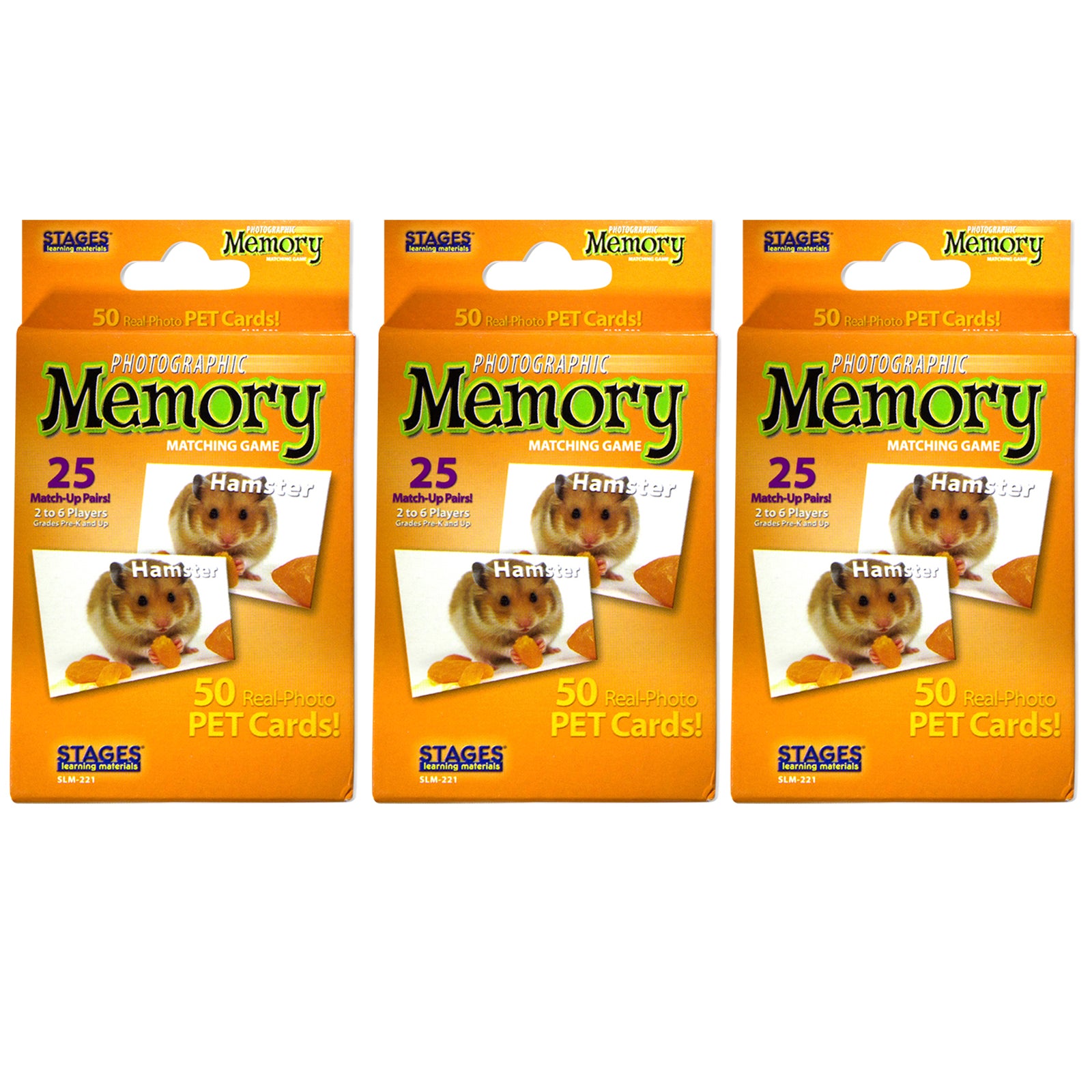 Stages Learning Pets Memory Matching Game - Photographic Cards - Pack of 3