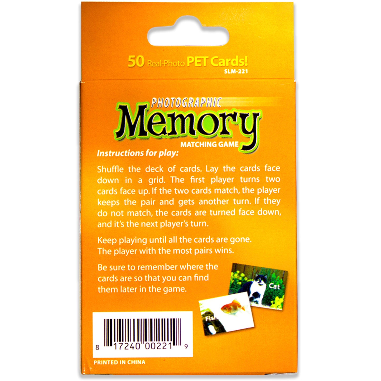 Stages Learning Pets Memory Matching Game - Photographic Cards - Pack of 3