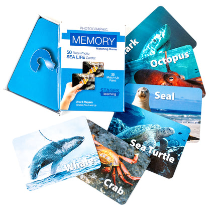 Stages Learning Sea Life Memory Matching Game - Photographic Card Set, Pack of 3