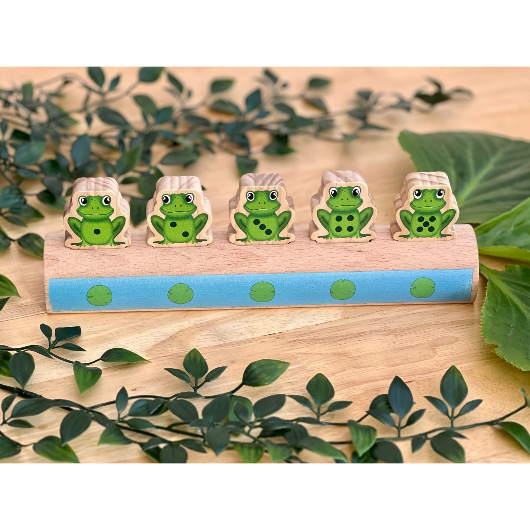 Yellow Door Sustainable Wood Five Frogs on a Log - Number Matching Game