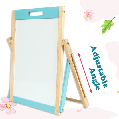 Easy Playhouse Wooden Tabletop Art Easel - Magnetic Double-Sided Chalk & Whiteboard