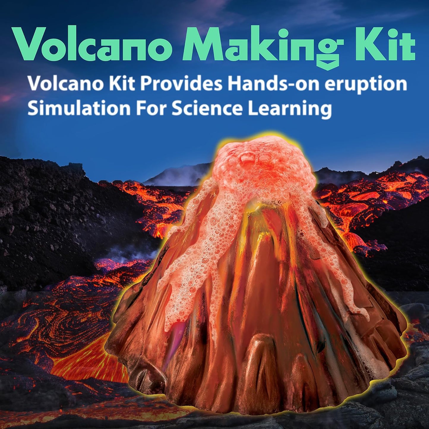 KidzLabs Volcano Making Kit with erupting red lava simulation