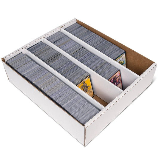 Easy Playhouse Trading Card Storage Box with white cardboard organizer and gray card dividers