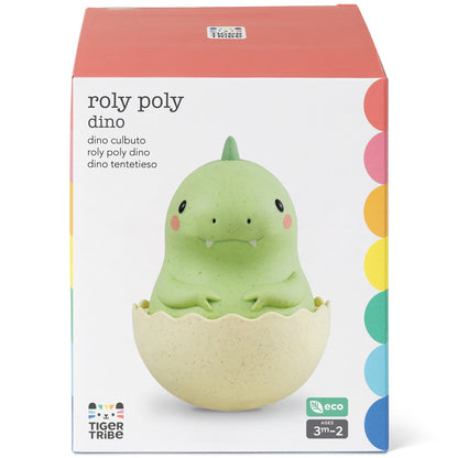 Tiger Tribe Roly Poly Dino green eco toy with cream egg base for babies 3 months to 2 years