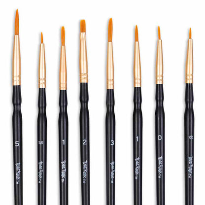 Brush Set: Detailed Pack - 10pc with numbered brushes, gold ferrules, black handles