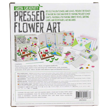 Green Creativity Pressed Flower Art craft kit with colorful flower designs and greeting cards