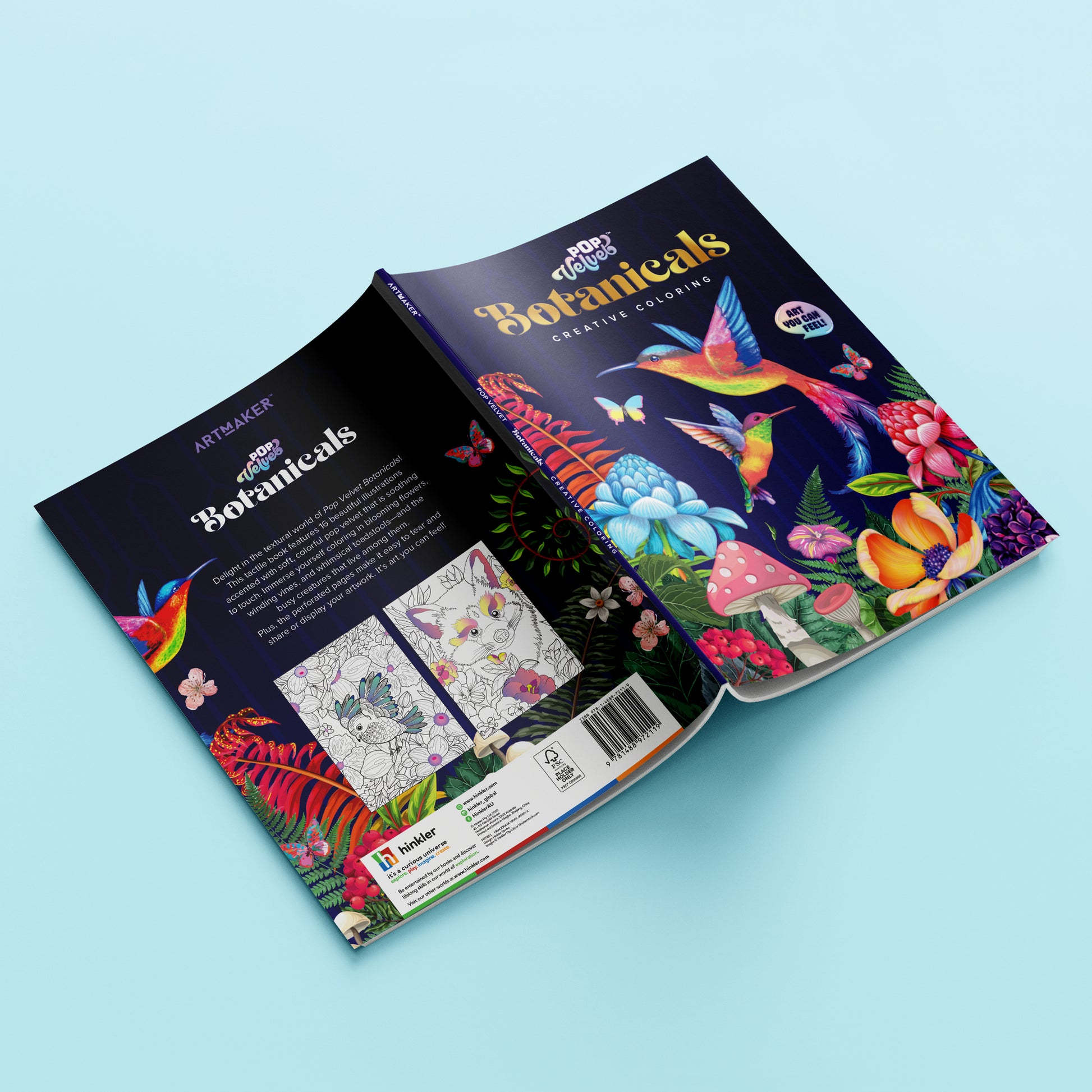 Art Marker Pop Velvet Botanicals creative coloring book with vibrant bird and flower designs
