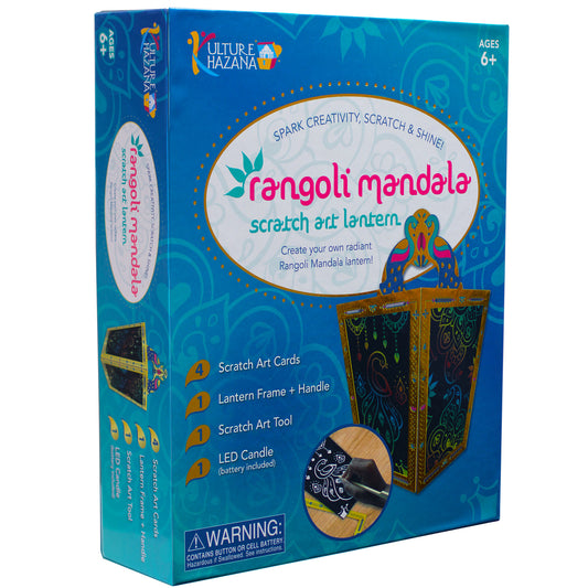 Rangoli Mandala Scratch Art Lantern with colorful lantern frame and scratch cards