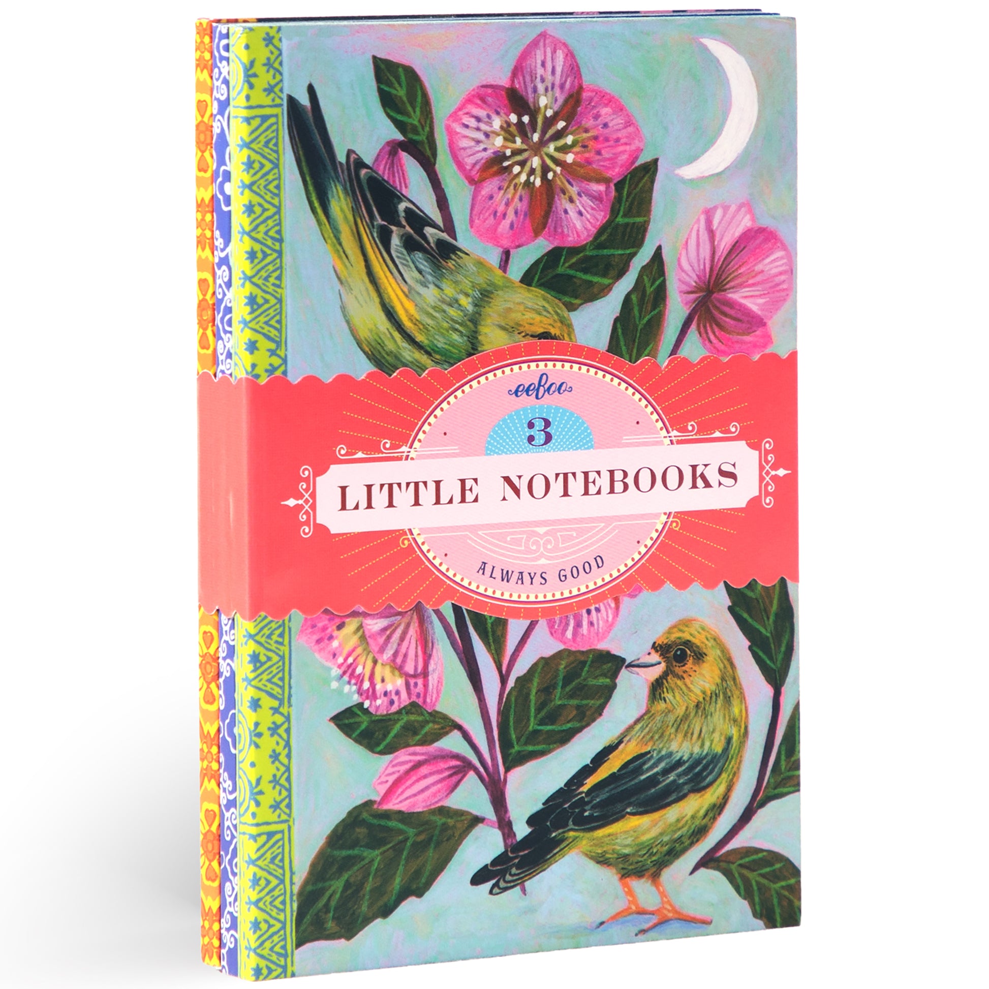 Piece & Love Little Books Set Birds with pink flowers and yellow birds on blue cover
