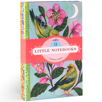 Piece & Love Little Books Set Birds with pink flowers and yellow birds on blue cover