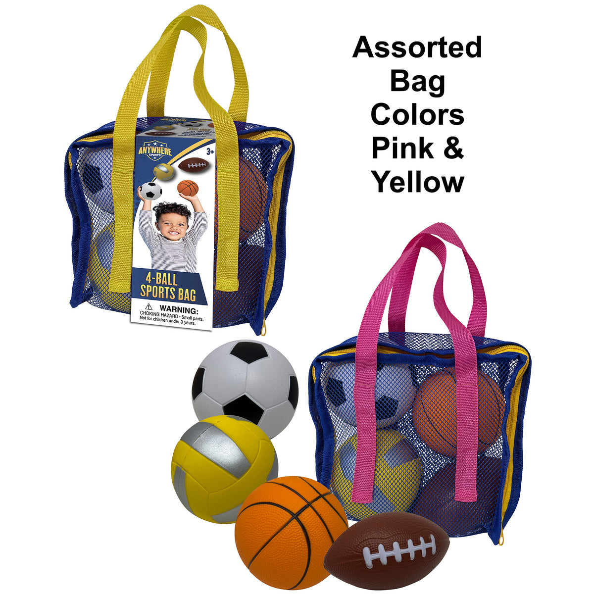 Anywhere Sports Mini Foam Balls 4-Pack Play Set for Kids 3+