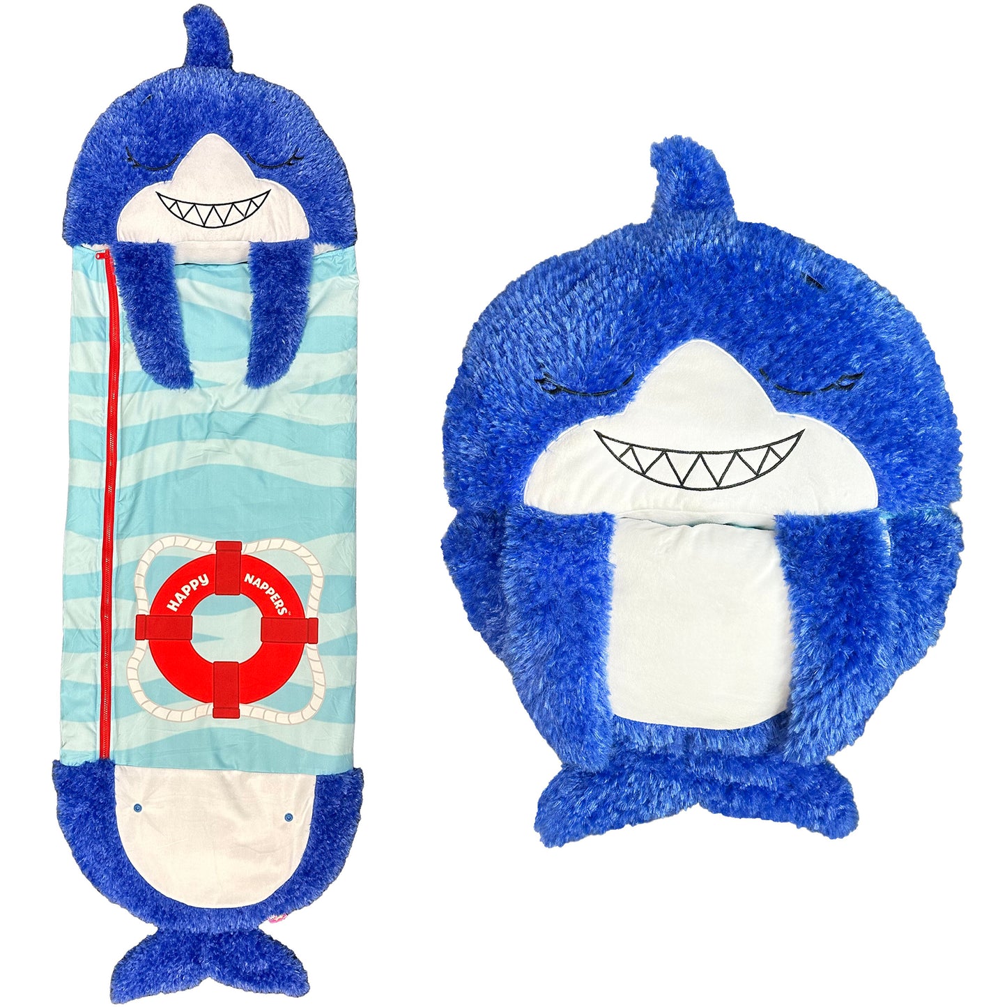 Happy Nappers Blue Shark pillow and sleeping bag set, medium size