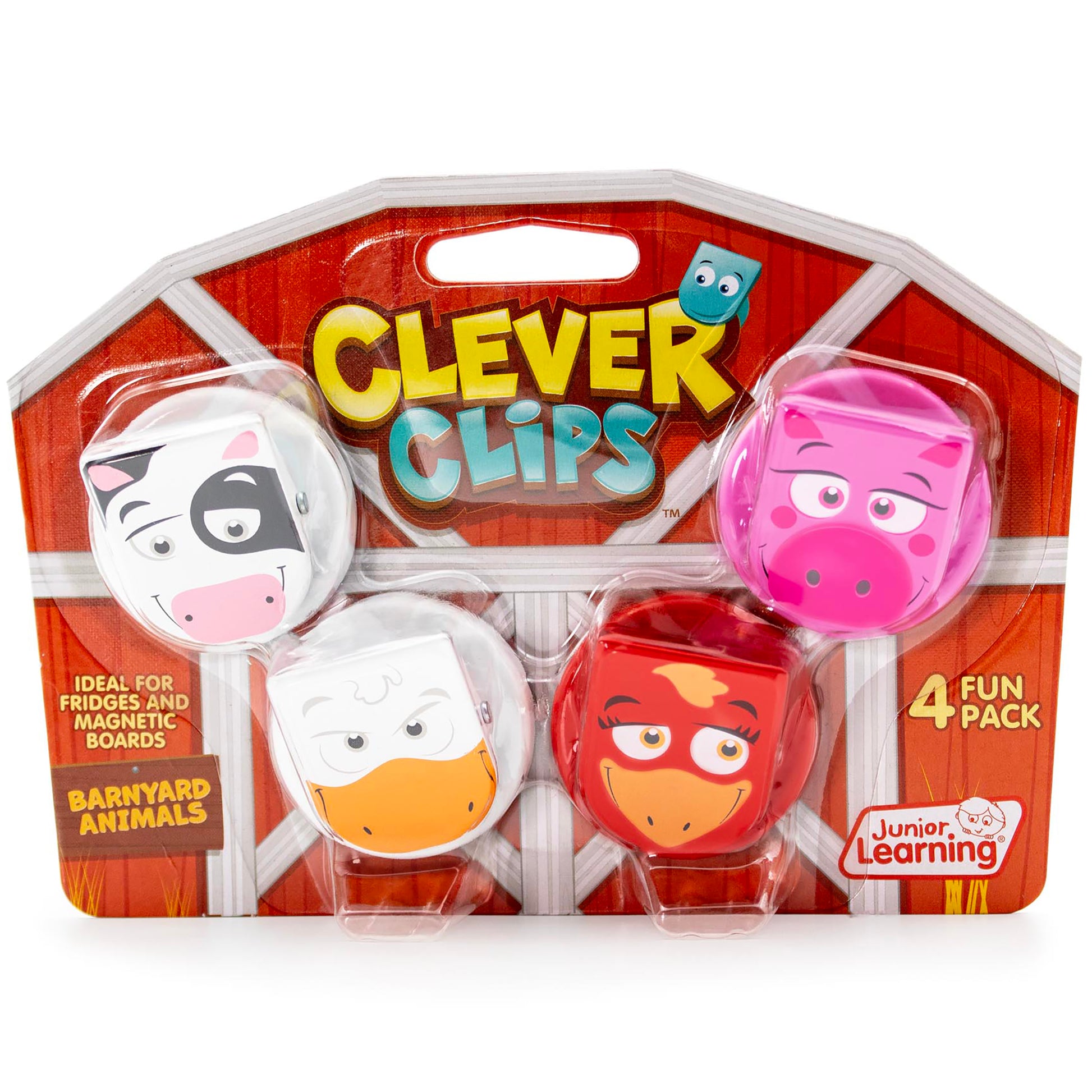 Clever Clips Barnyard Animals 4-pack colorful magnetic clips for kids