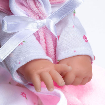 JC Toys La Baby 11 inch soft body doll with pink outfit, white socks, blanket and pacifier