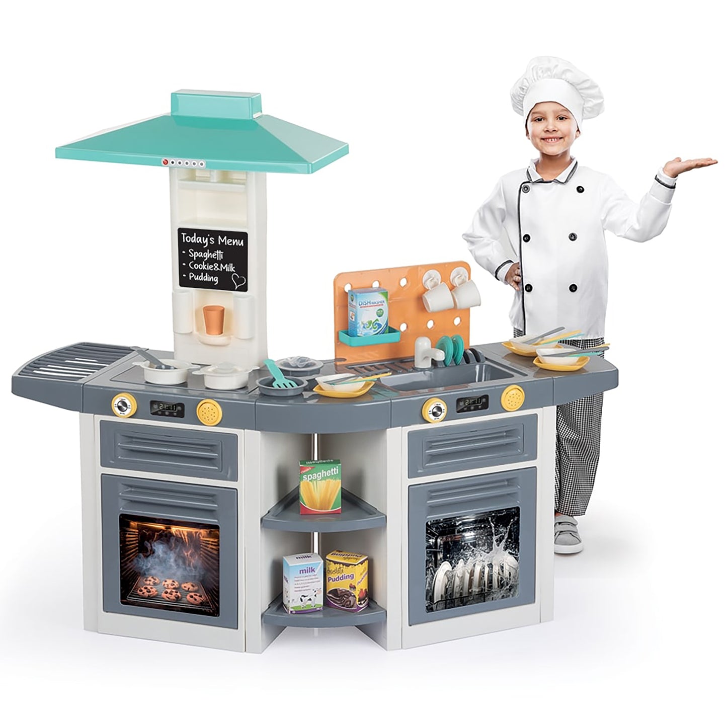 Dolu XL Kitchen Playset - Multicolor 37pc Cooking Center for Kids 3+