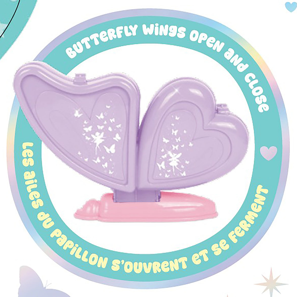 Glimmer & Glow purple butterfly cosmetic set with opening wings and beauty accessories