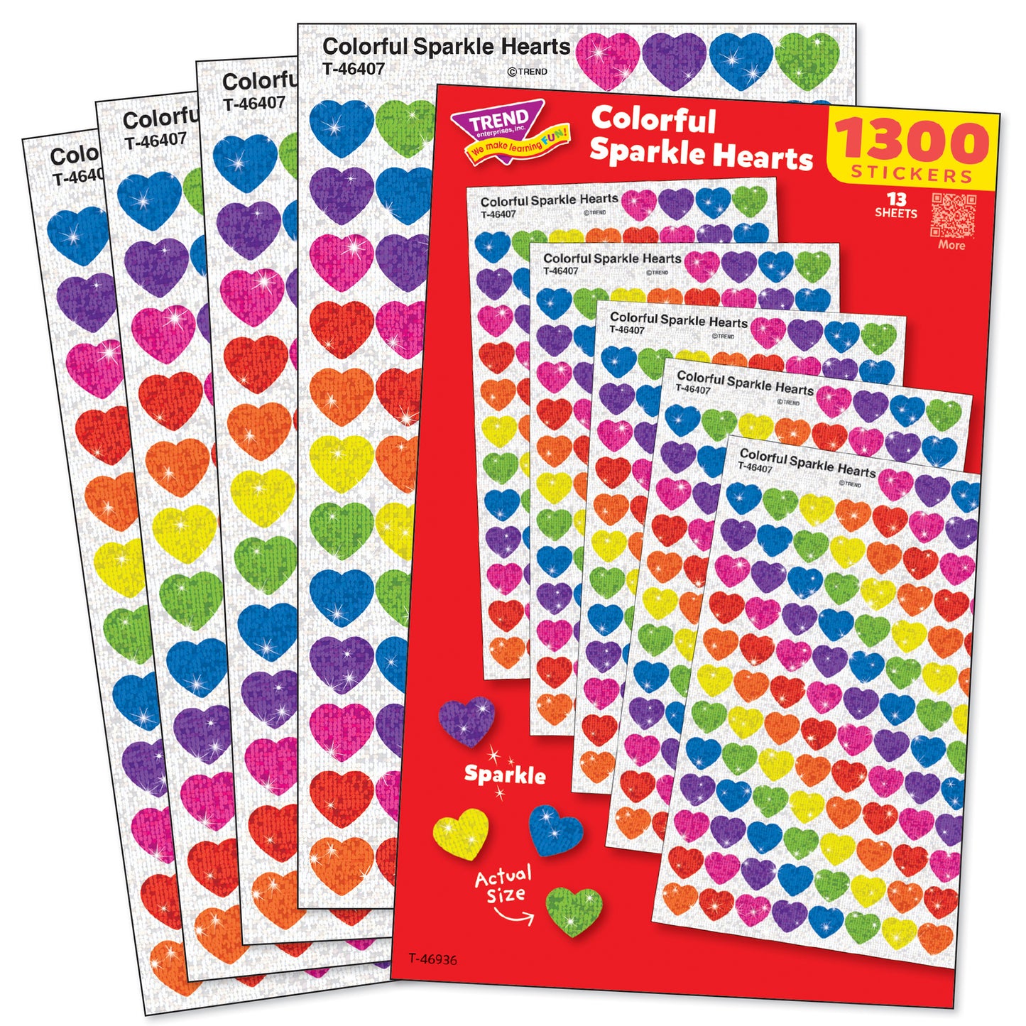 TREND SuperShapes Sparkle Hearts Sticker Pack - 1300 Mini Hearts in Assorted Colors