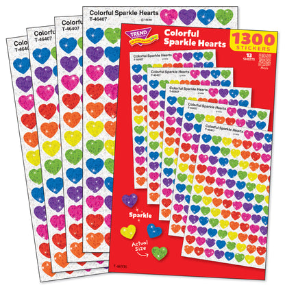 TREND SuperShapes Sparkle Hearts Sticker Pack - 1300 Mini Hearts in Assorted Colors