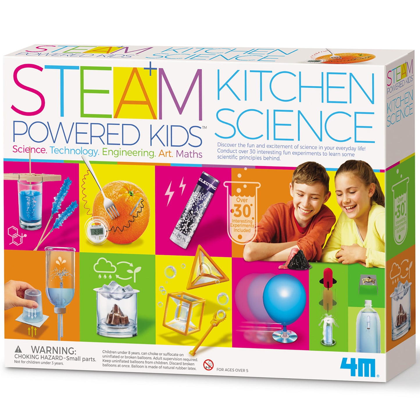 STEAM Powered Kidz Kitchen Science kit with over 30 experiments, colorful packaging with scientific tools