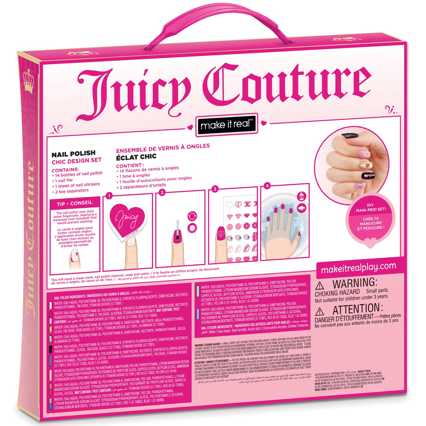 Juicy Couture Nail Polish Chic Design Set with 14 bottles and nail stickers