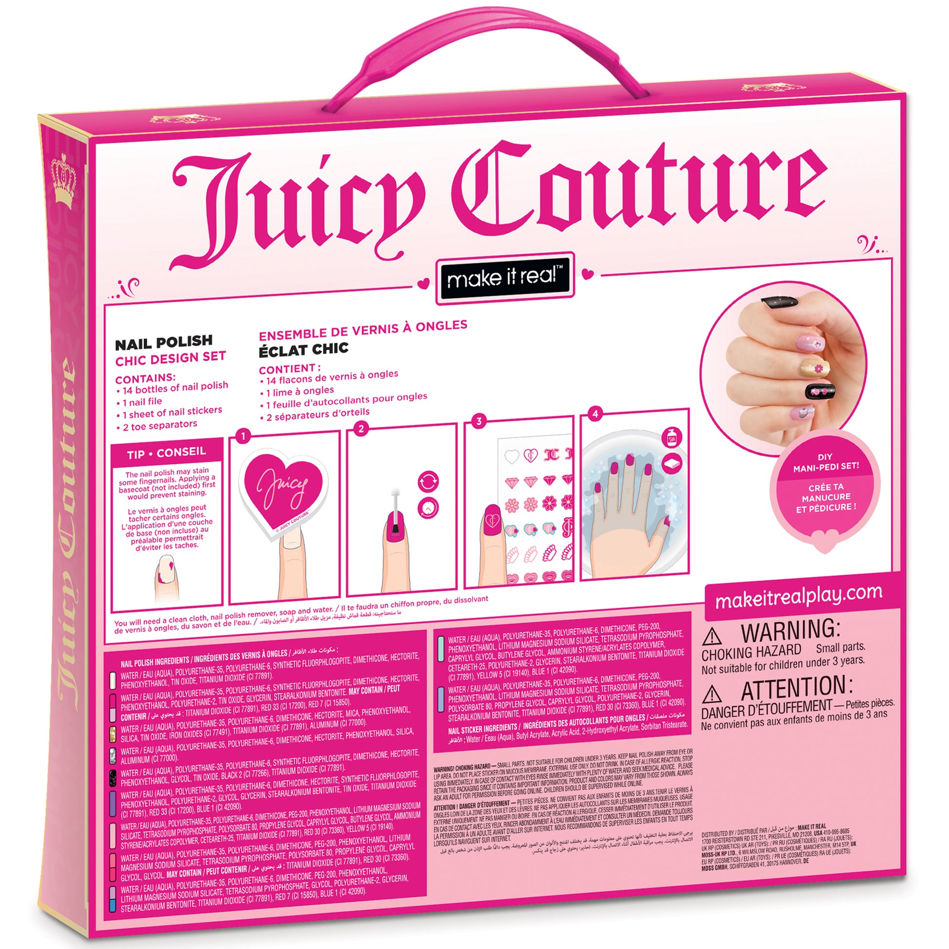 Juicy Couture Nail Polish Chic Design Set with 14 bottles and nail stickers