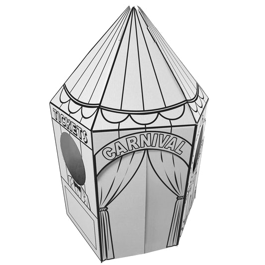 Easy Playhouse Carnival Tent play structure with striped roof and curtained entrance