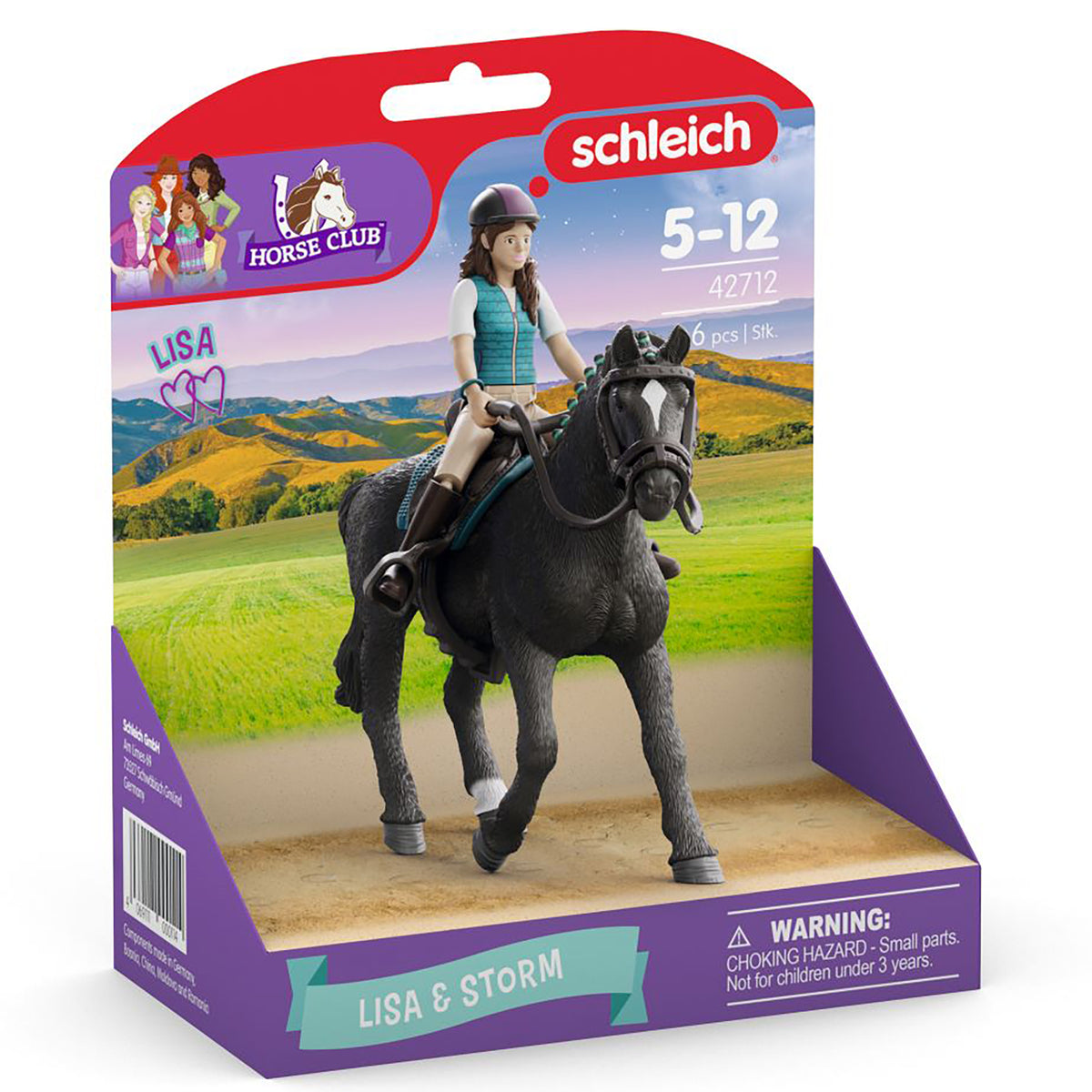 Schleich Horse Club Lisa & Storm playset with black horse and rider figurine