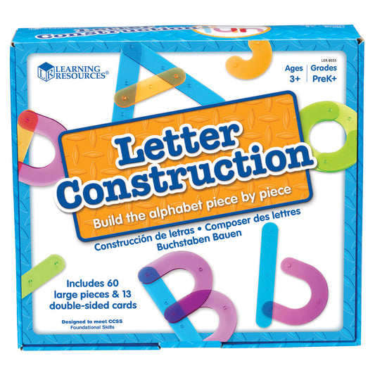 Letter Construction building set with colorful alphabet pieces including numbers and letters, ages 3+ grades PreK+