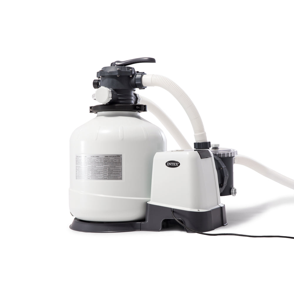 Intex 3000 GPH Sand Filter Pump with GFCI, white and black pool filtration system