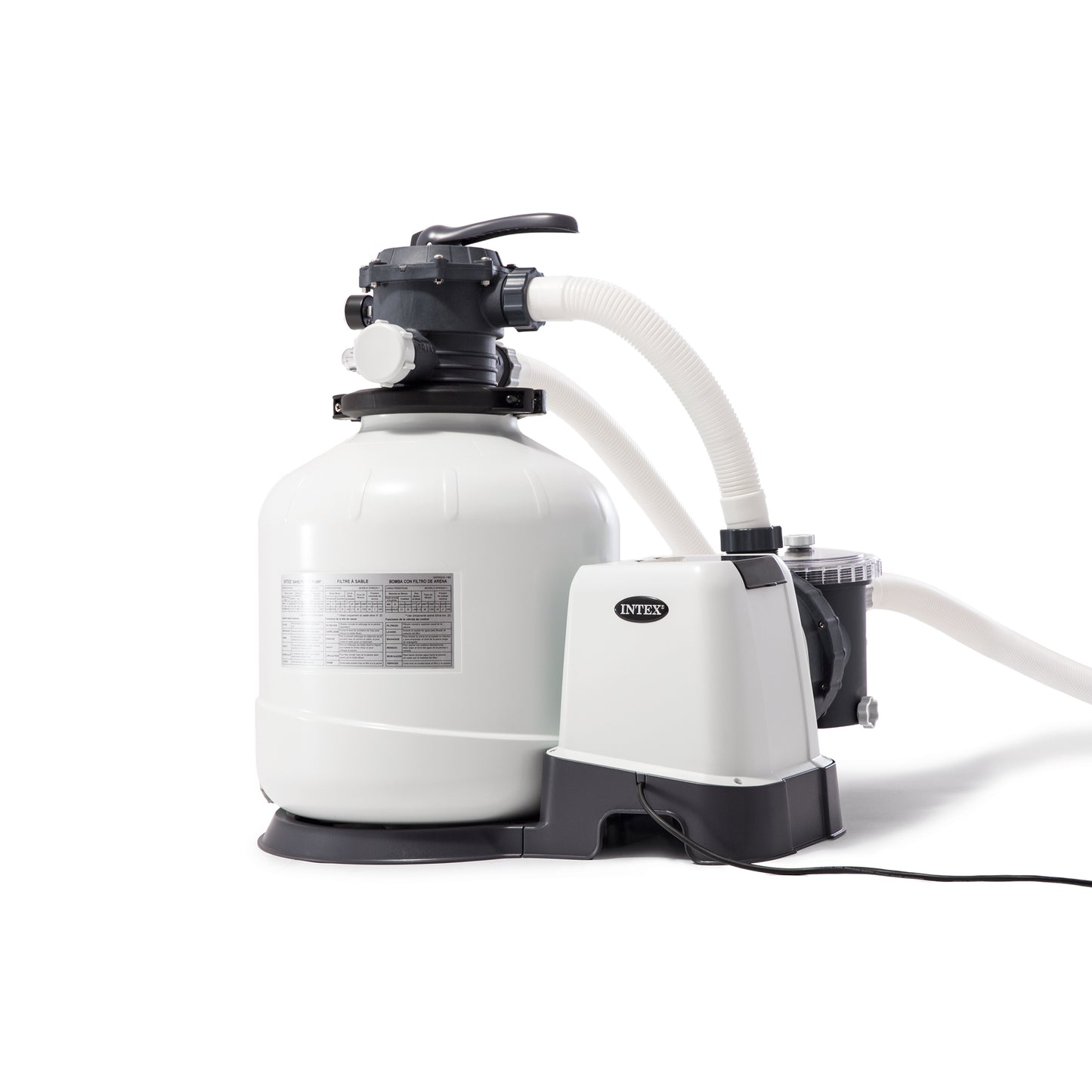 Intex 3000 GPH Sand Filter Pump with GFCI, white and black pool filtration system