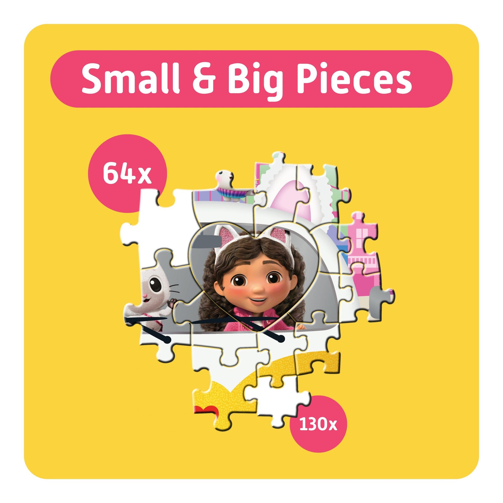 Dreamworks Gabby's Dollhouse 194pc puzzle with 64 small and 130 big pieces for kids