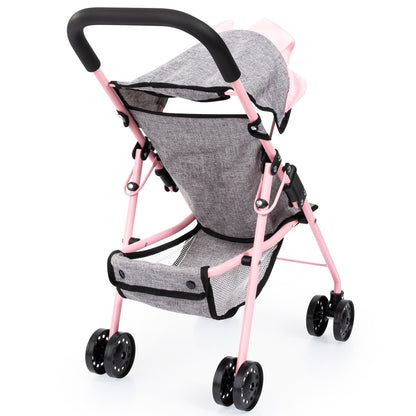 Bayer Design Doll Buggy - Play Stroller, Grey with Pink Butterfly Motif