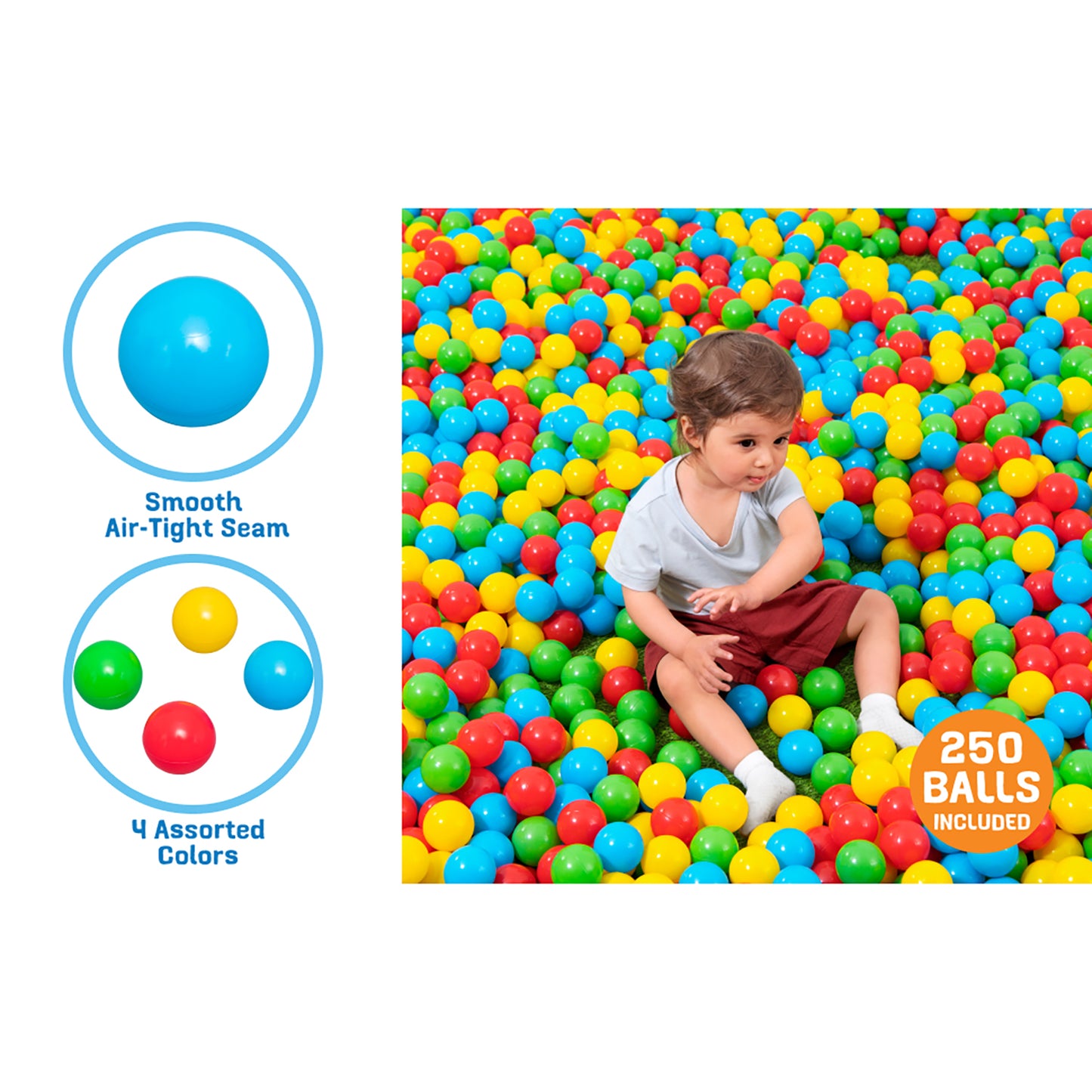 Bestway Splash & Play – 250 Colorful Toy Balls Set for Pits, Pools & Playtime Fun